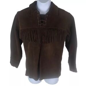 Vintage Walker’s Riding Apparel Suede Pull Over Western Shirt Lace Up‎ Side Zip